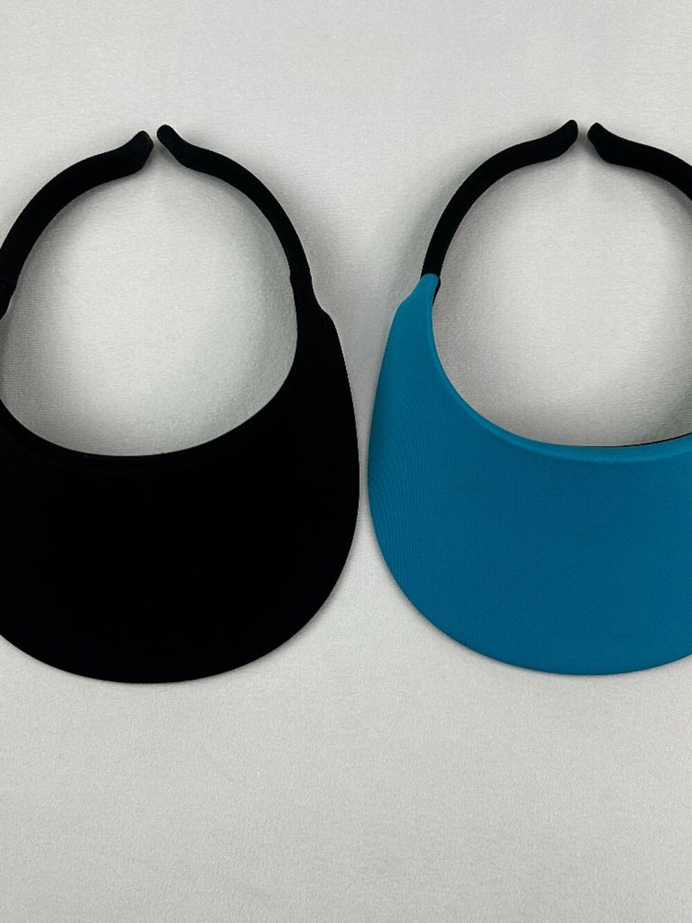 Sun Visors: No Headache Original Round Brim Black & Turquoise Blue - UPF 50